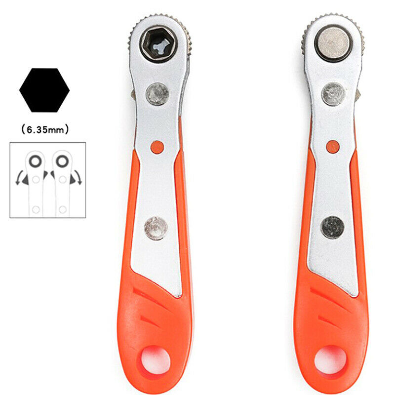 1pc Mini portable Screwdriver Ratchet Handle Adjustable 1/4 inch Hex Drive Bits