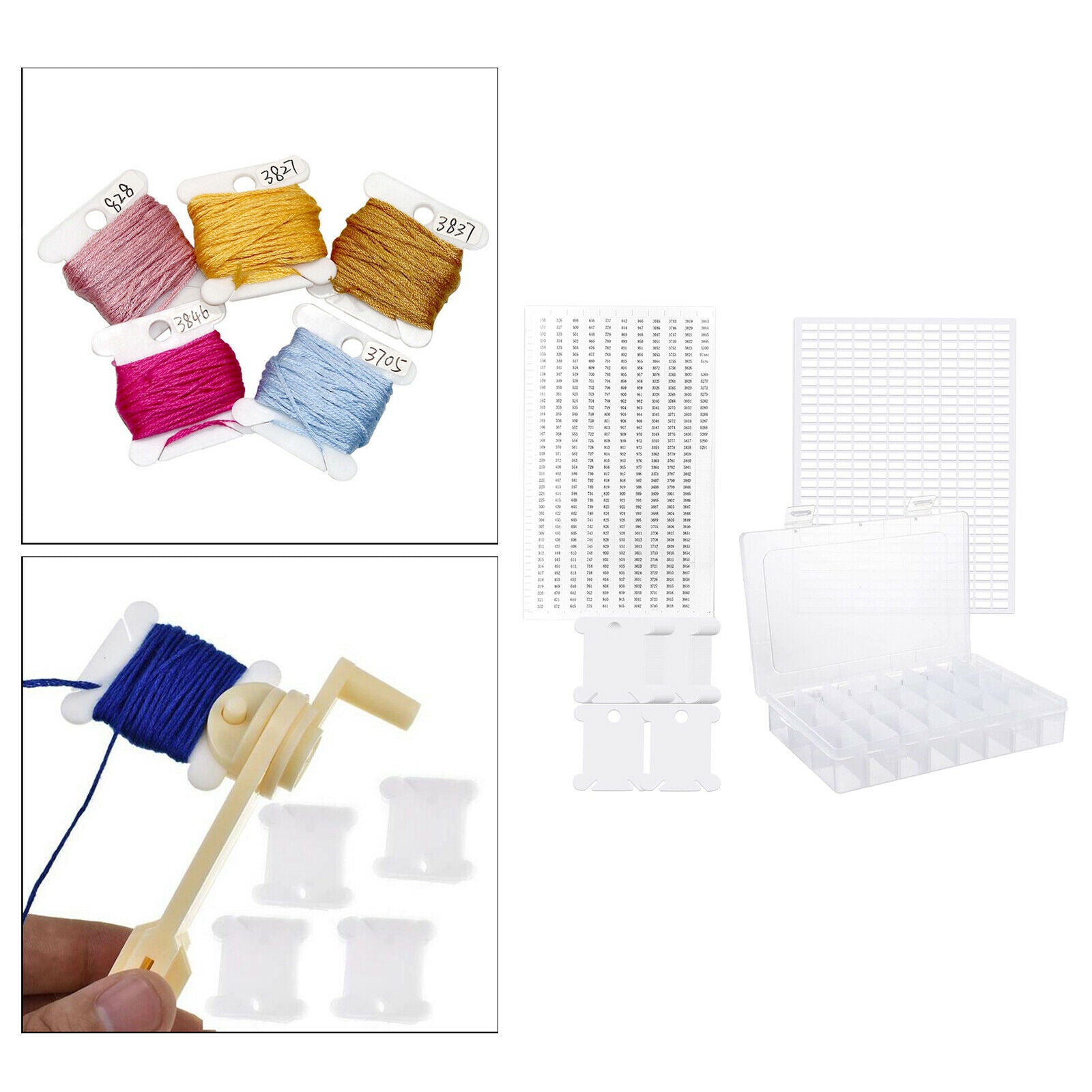 150pcs Plastic Floss Thread Bobbins with 24Grids  Embroidery Floss Organizer Box