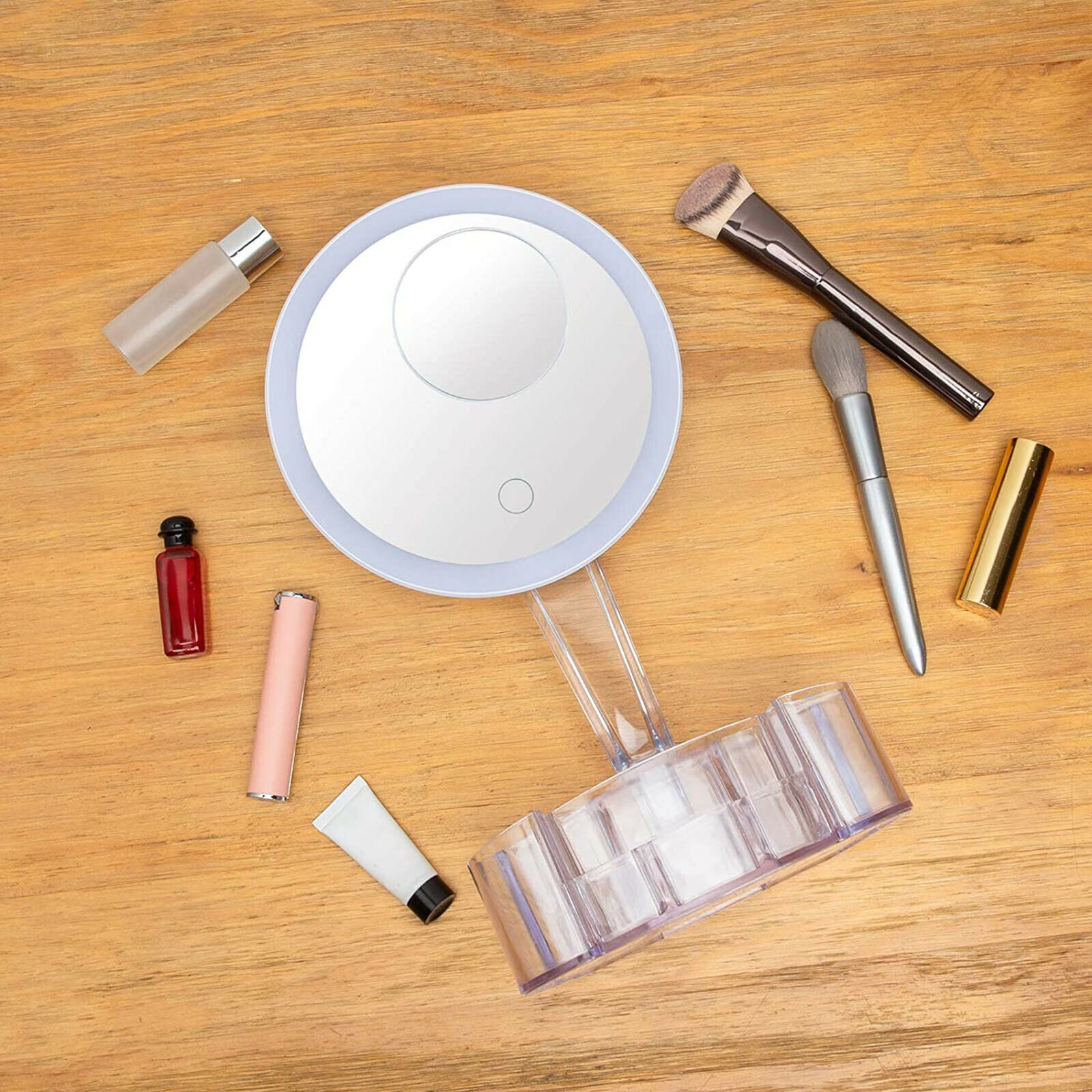 1x Makeup Mirrors Dimming Vanity Light Up Mirror Touch Screen 90° Rotation