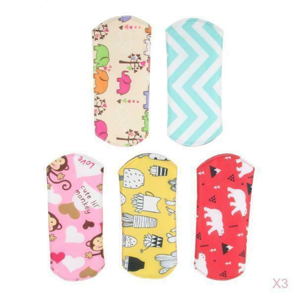 15x Charcoal Bamboo Cloth Menstrual Pads Sanitary Pad Super Absorbent 7"