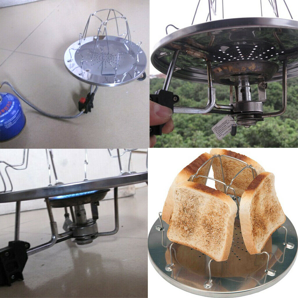 Camping Toaster Rack 4 Slice Toast Tray for Camp Gas Stoves Cooker Family