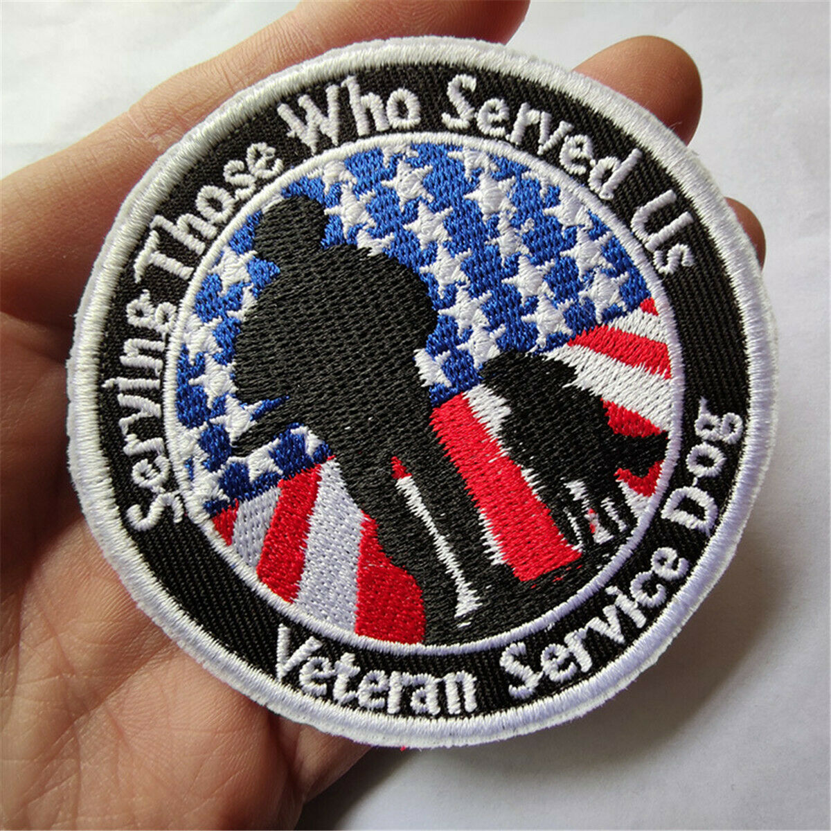 Veteran Service Dog Serving those who served US Embroidered Fastener Patch Badge