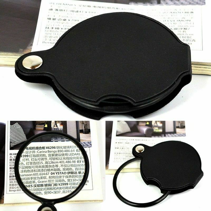 Folding Magnifier New 60mm 5X Mini Portable Glass Lens Jewelry Loupe Amplifier