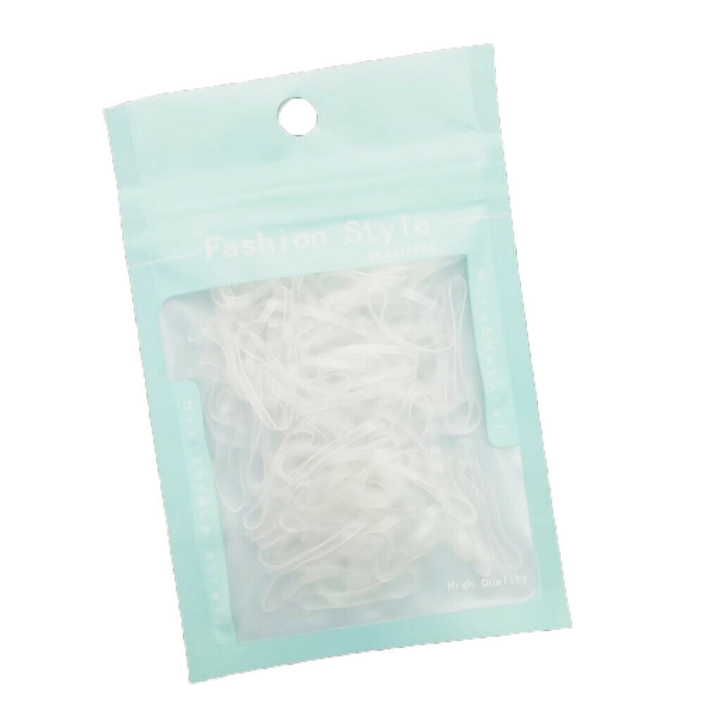 100x Fashion Elastic Ponytail Holders Hairband Hair Rubber Rings White