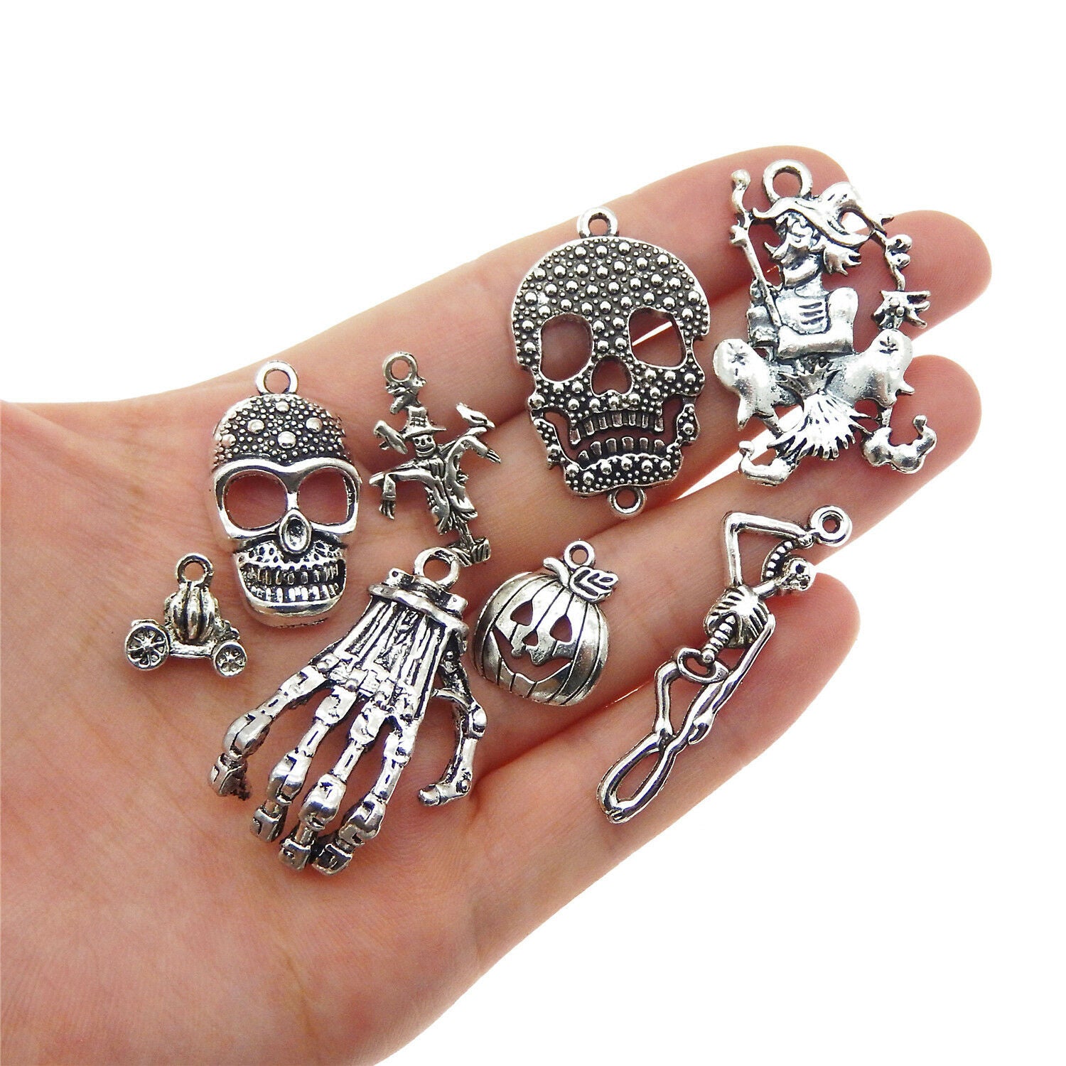 20 pcs Halloween Assorted Colors Metal Alloy Pendant Charm Jewelry Accessories