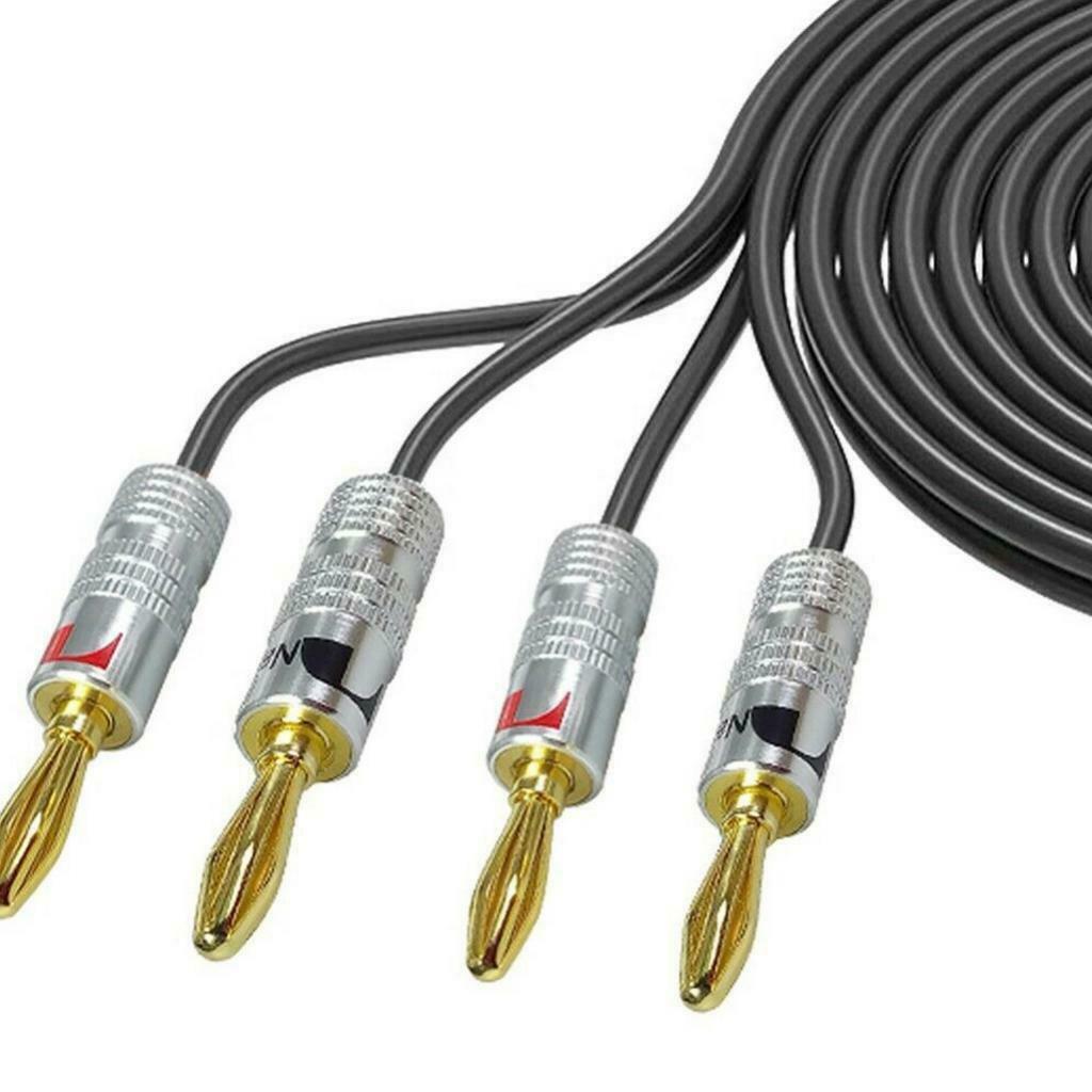2 Pieces OFC Wire 10ft 12 Gauge Hifi Speaker Cable with 8pcs Banana Plugs