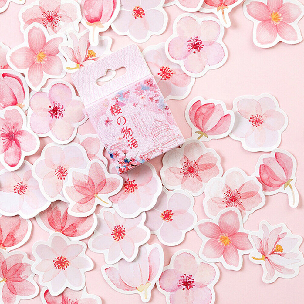 45pcs/pack Cherry Sakura Journal Stickers DIY Diary Stationery Stickers .l8