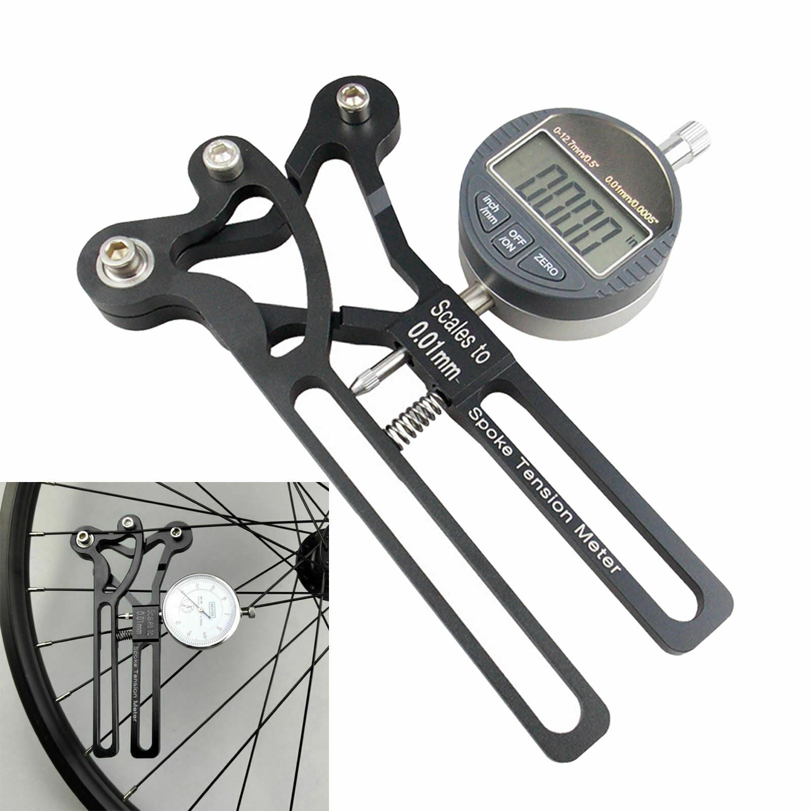 Bike Spoke Tension Meter Deluxe Bicycle Spoke Tensiometer Watch Wheel Tool Black