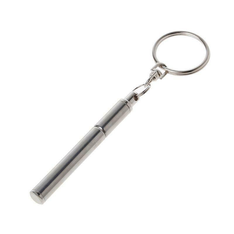 Portable Stainless Steel Telescopic Ballpoint Pen Metal Key Ring Keychain Tools