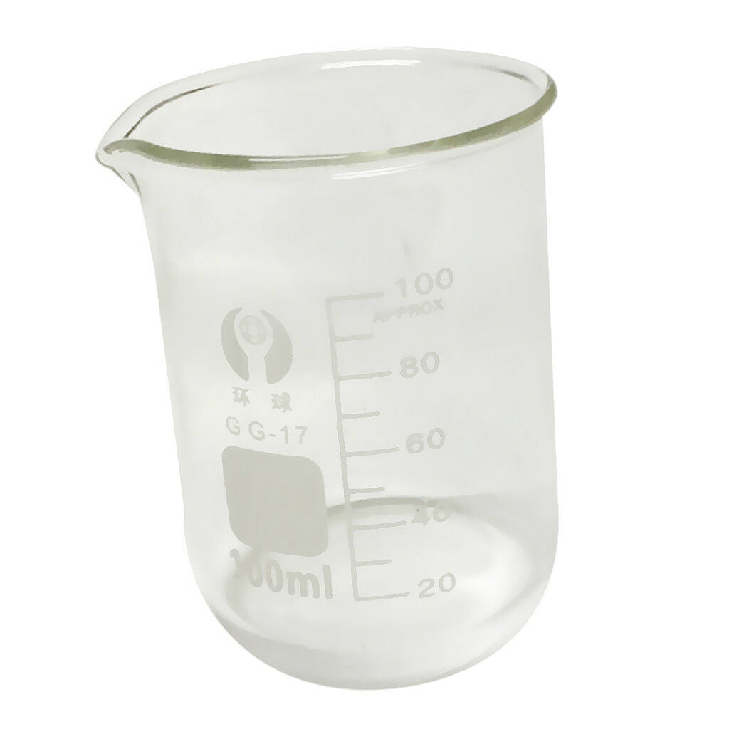 Glass Beaker Lab Measuring Cup Borosilicate Containers 100ml+150ml Clear