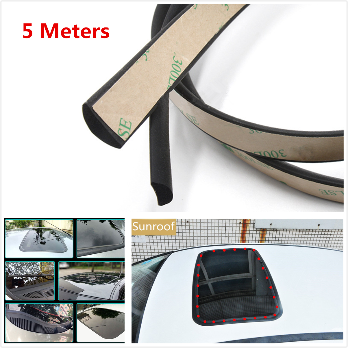 Car Windshield Sunroof Sealing Strips Trim Moulding Soundproof Weatherstrip 5M