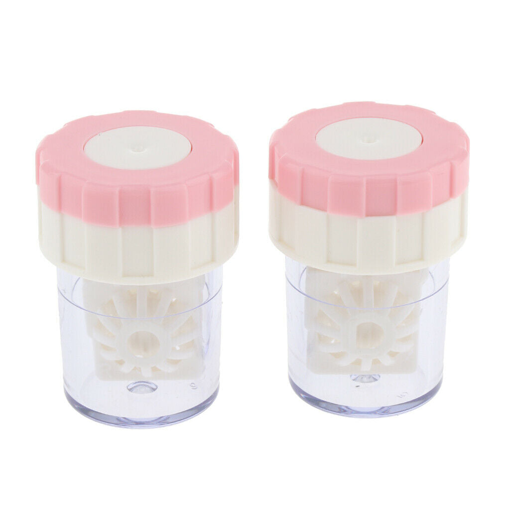 2 Pieces Plastic Manual Contact Lens Cleaning Washer Lenses Case Travel Kit