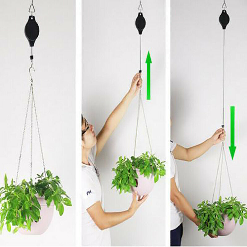 Flower Retractable Garden Pulley Basket Pull Down Hanging Hanger Plant Po.l8