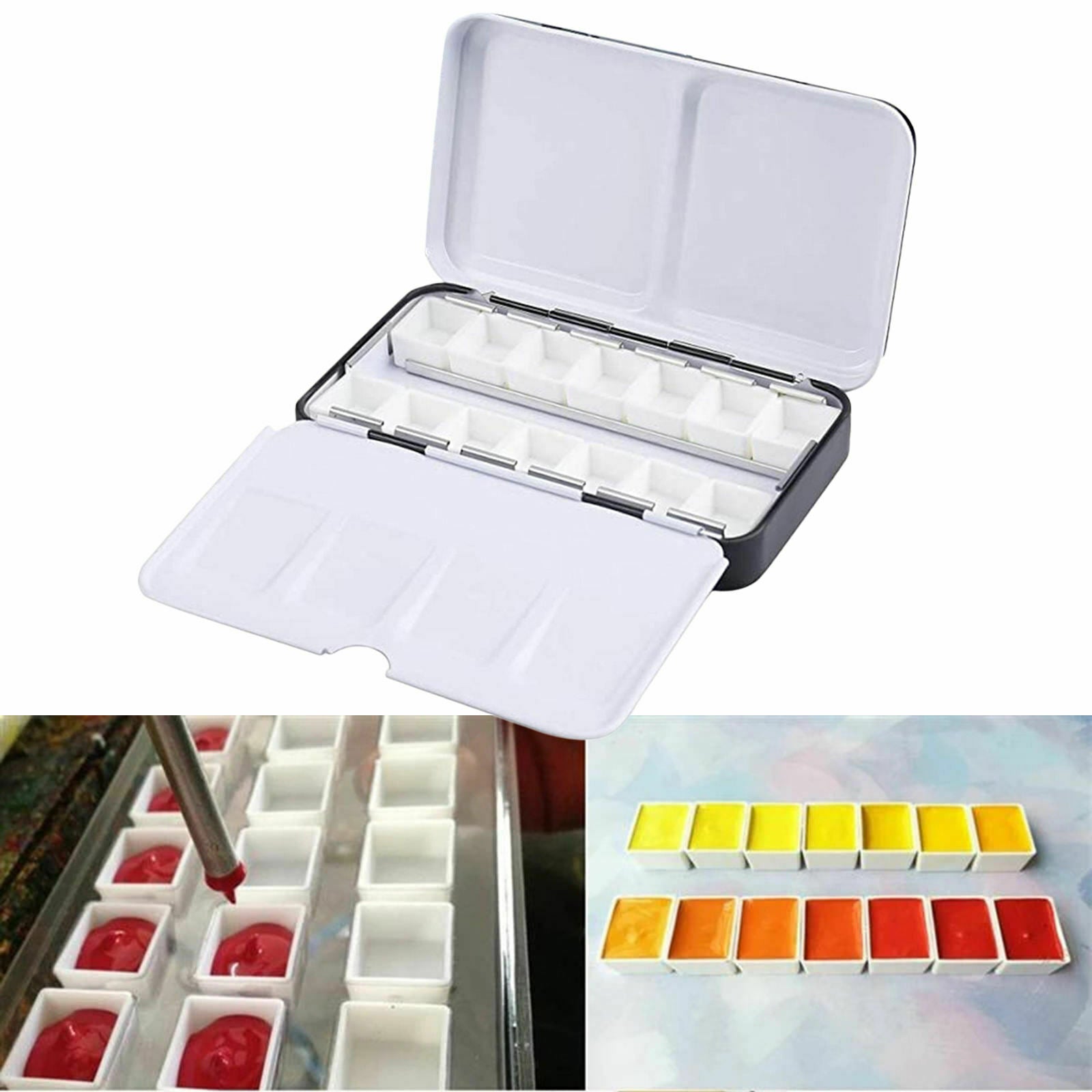 Empty Watercolor Palette Tin Box Tabletop Travel Folding Painting Tools