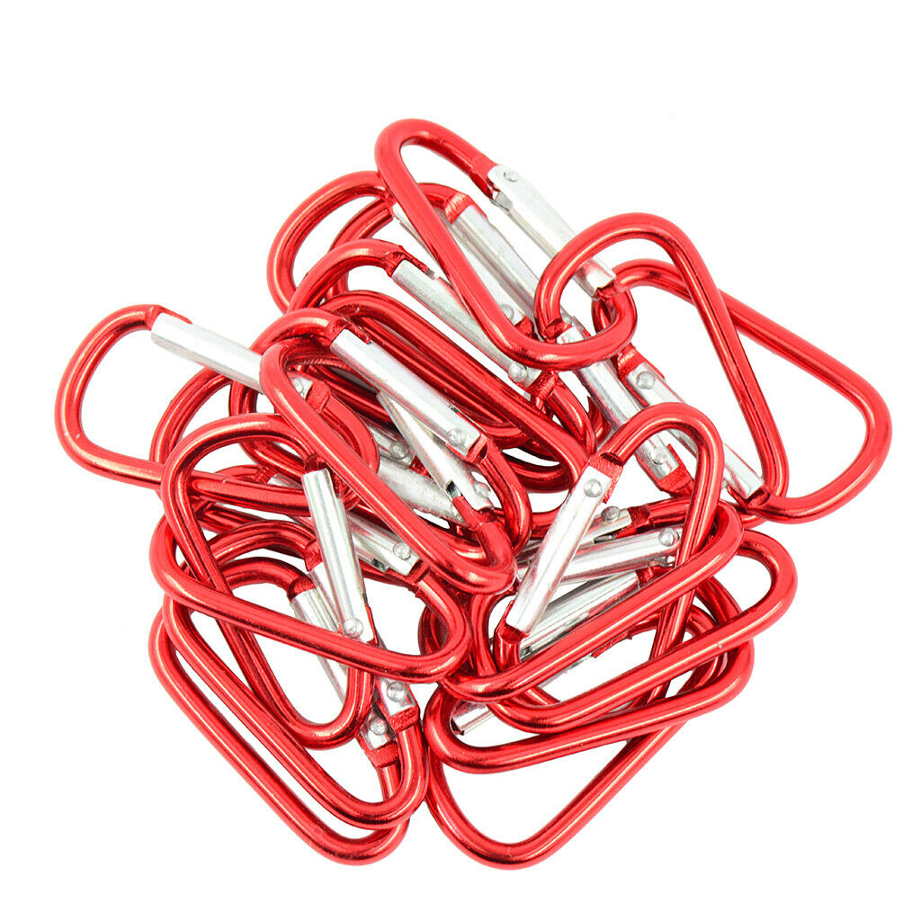 20 Pieces Hook Key Rubber Clip Shaped Red Carabiner Aluminum