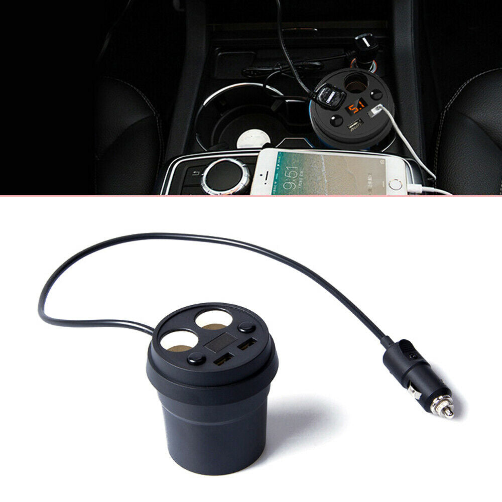 Unviersal 3.1A Dual USB Charger LED Voltage Current Display 2x Cigarette Lighter
