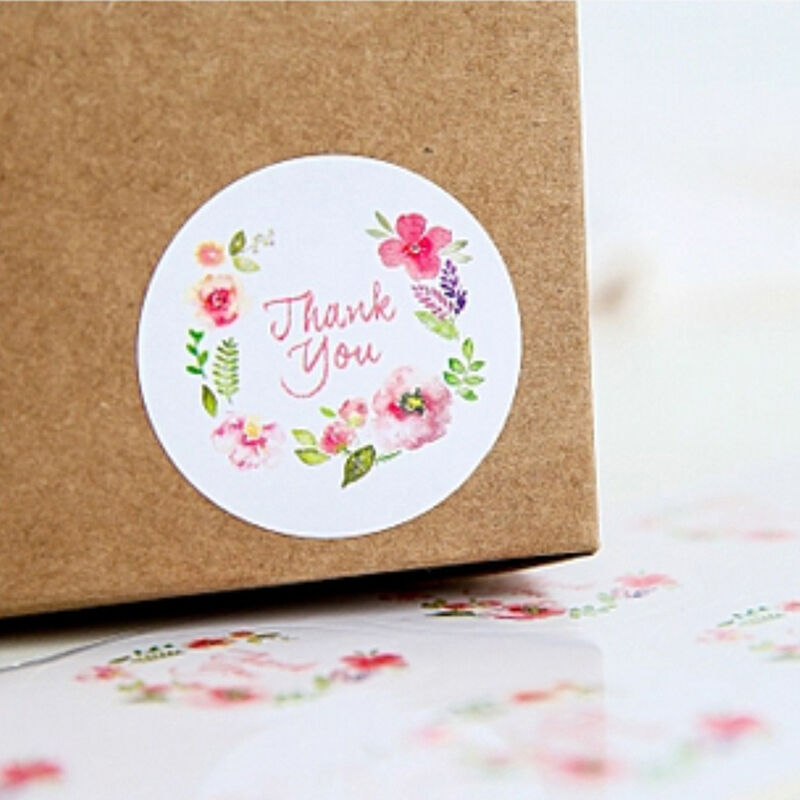 100pcs 3.5cm Flower Design Stickers Paper Labels Thank You Seals For Gift.l8