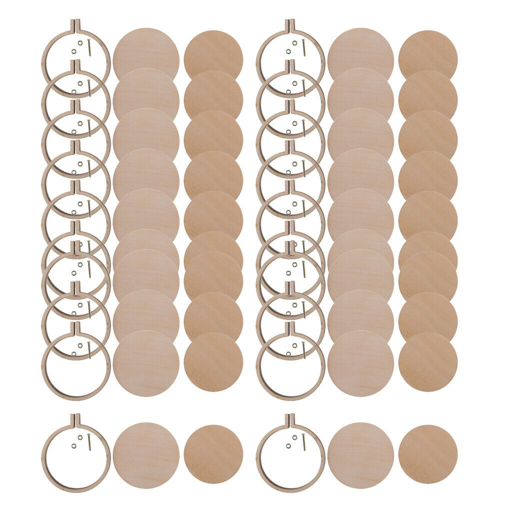 20x Mini Wooden Embroidery Hoop Cross Stitch Frames Ring Sewing DIY 44mm