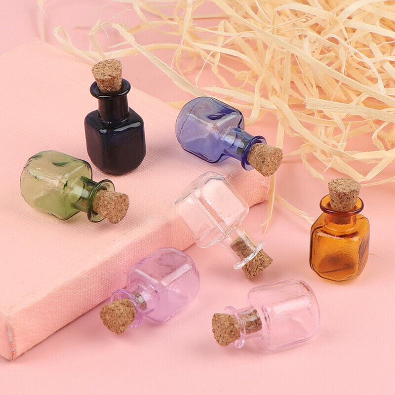 Mini Glass Color Bottles With Stopper Cork Rectangle DIY Little Bottle Xmas D TH