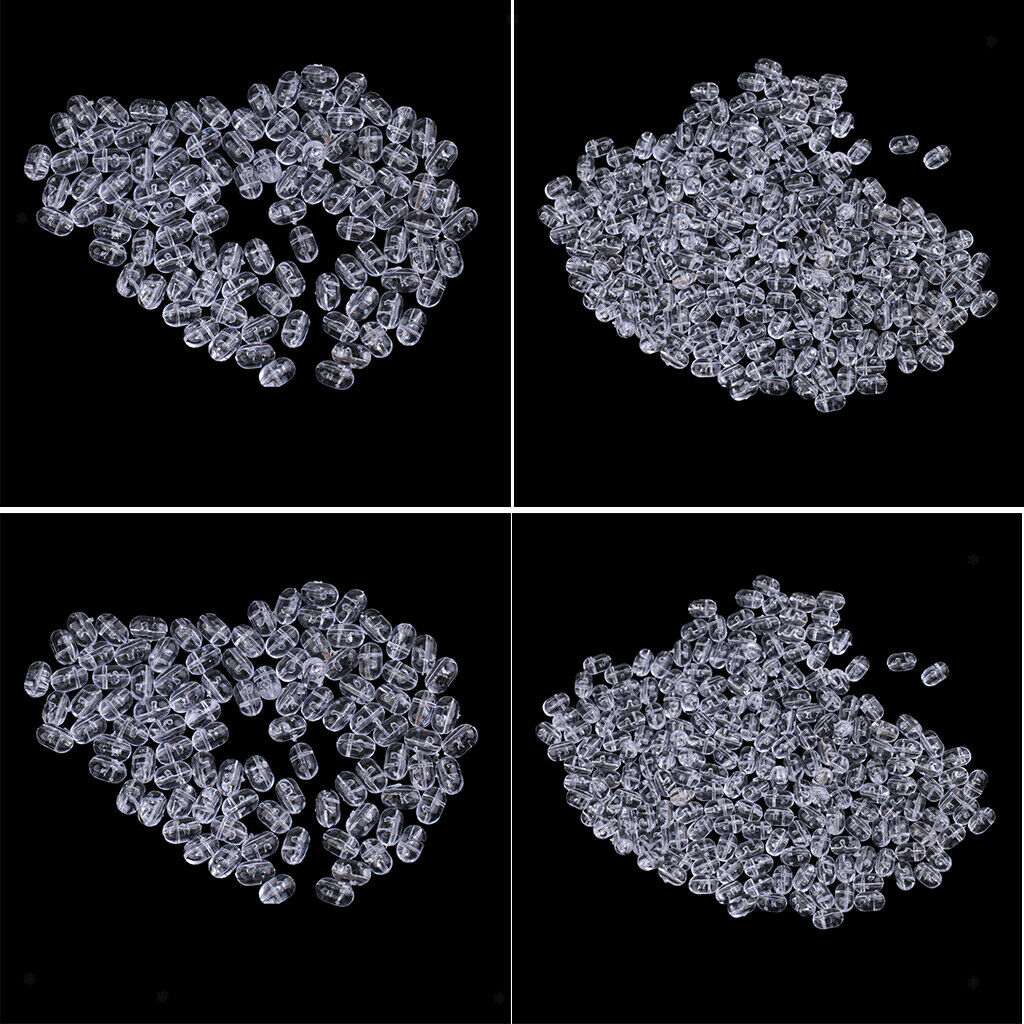 300 Pieces Fishing Beads Plastic Oval Beads Double Pearls Drill Cross Clear