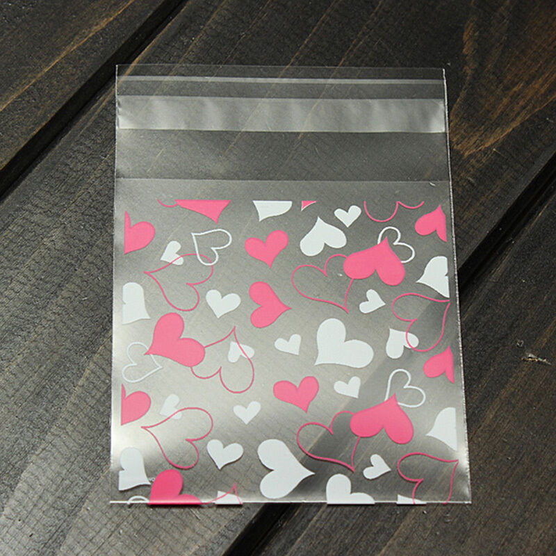 Sweet Heart Pic Pastry Cookie Gifts Self-Adhesive Plastic Cello OPP Valve .l8