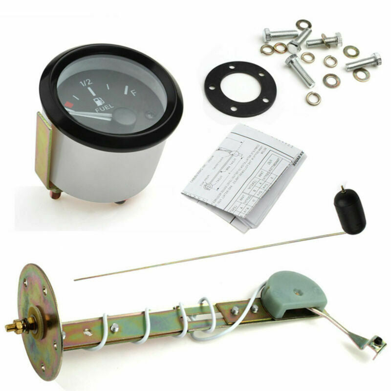 2" 52mm Car Fuel Level Gauge Meter w/ Fuel Sensor E-1/2-F Pointer 12V Universal