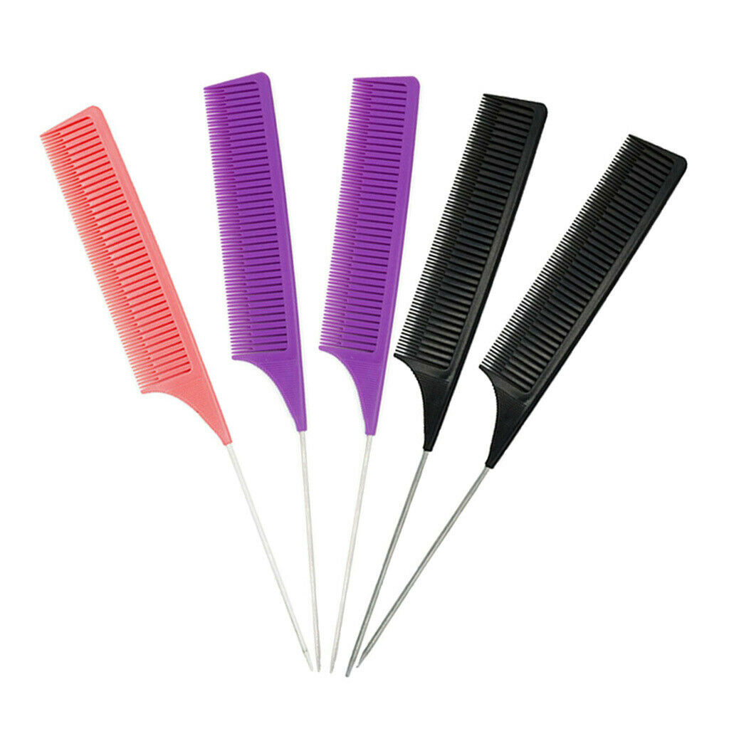 5x Barber ABS Plastic Fine Weaving Highlighting Foiling Hair Comb Styling