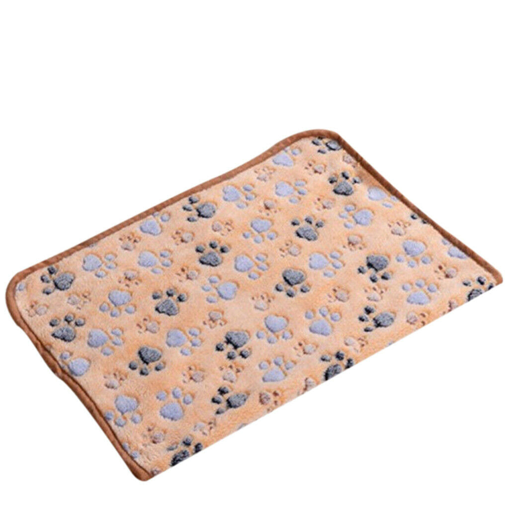 Warm Tan Cartoon Paw Print Pillow For Puppy Nonwoven Soft Blanket Bed Mat S