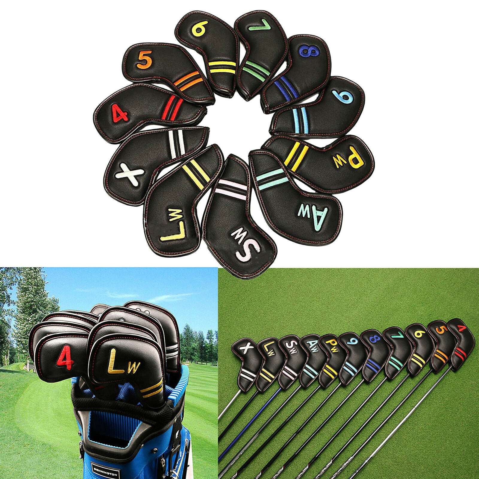 11 Pieces Golf Iron Headcover Waterproof Head Cover Wedges Protector Case