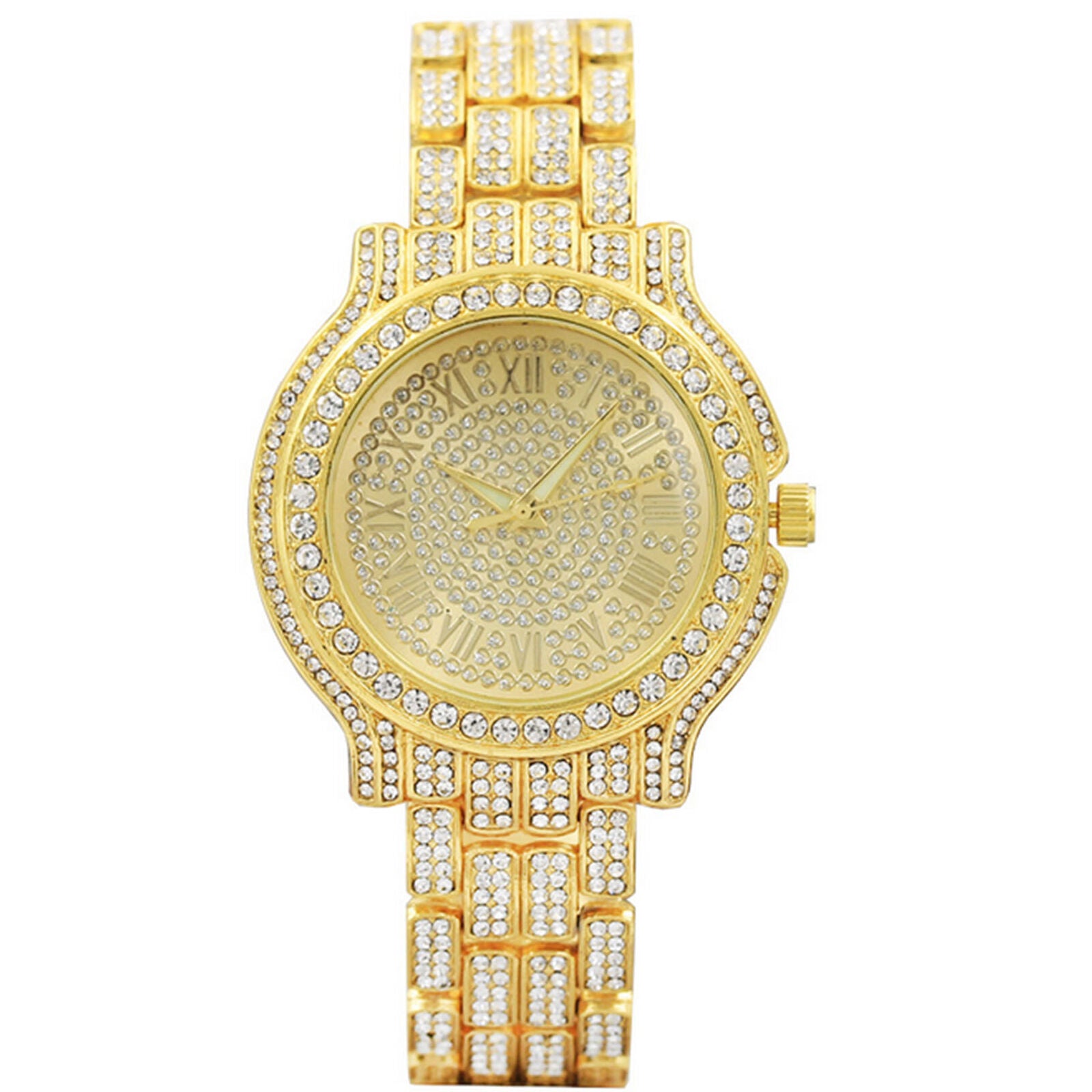 Men Hip Hop Rhinestone Luxury Crystal Bling Simulated Diamond Rapper Watch Women