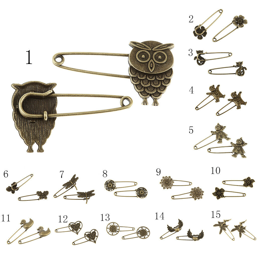 10 Bronze Retro Alloy DIY Pin Scarf Brooches Crafts Jewelry 5-Petals-Shaped