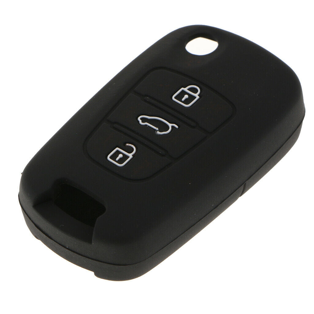 Silicone Car Key Cover ForHyundai 3 Button Smart Key Fob Black