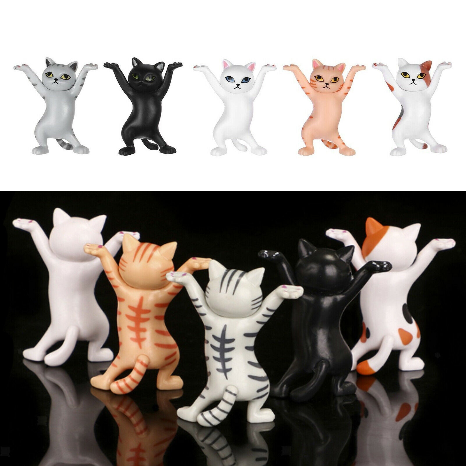 5pcs Dancing Cat Ornament Pen Holder Desktop Bracket Home Decor DIY Crafts