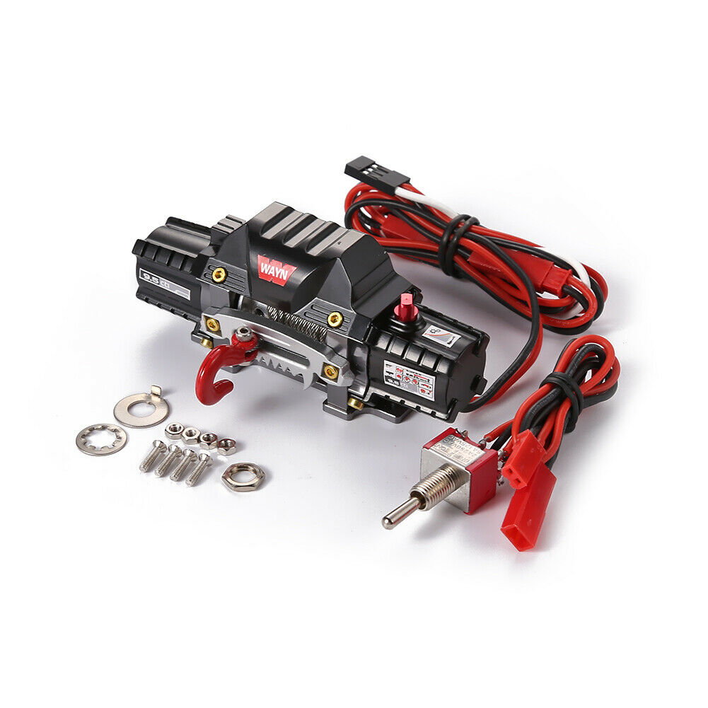 RC Car Double Motor Winch w/Remote Control Wire Switch for 1/8 RC Crawler