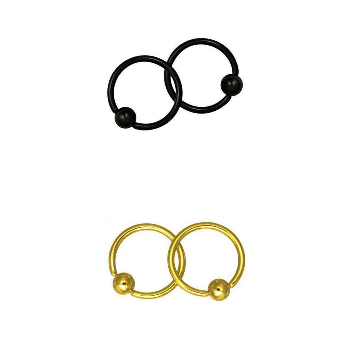 2 Pairs 16G 4mm 316L Captive Bead Nose Hoop Piercing Rings for Men Women