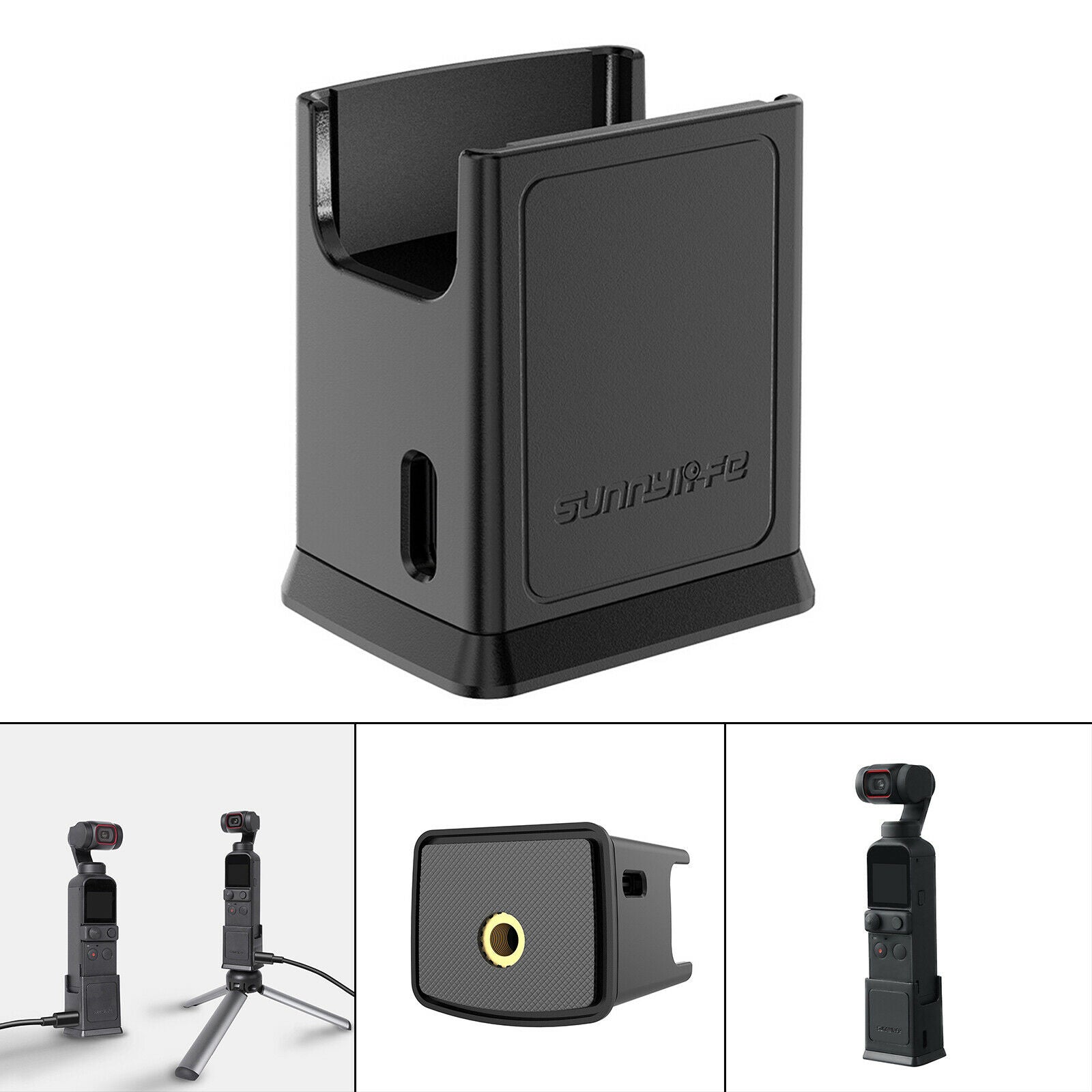 New Type-C Charging Dock Adapter 1/4" Screw for Pocket 2/Osmo Pocket Black