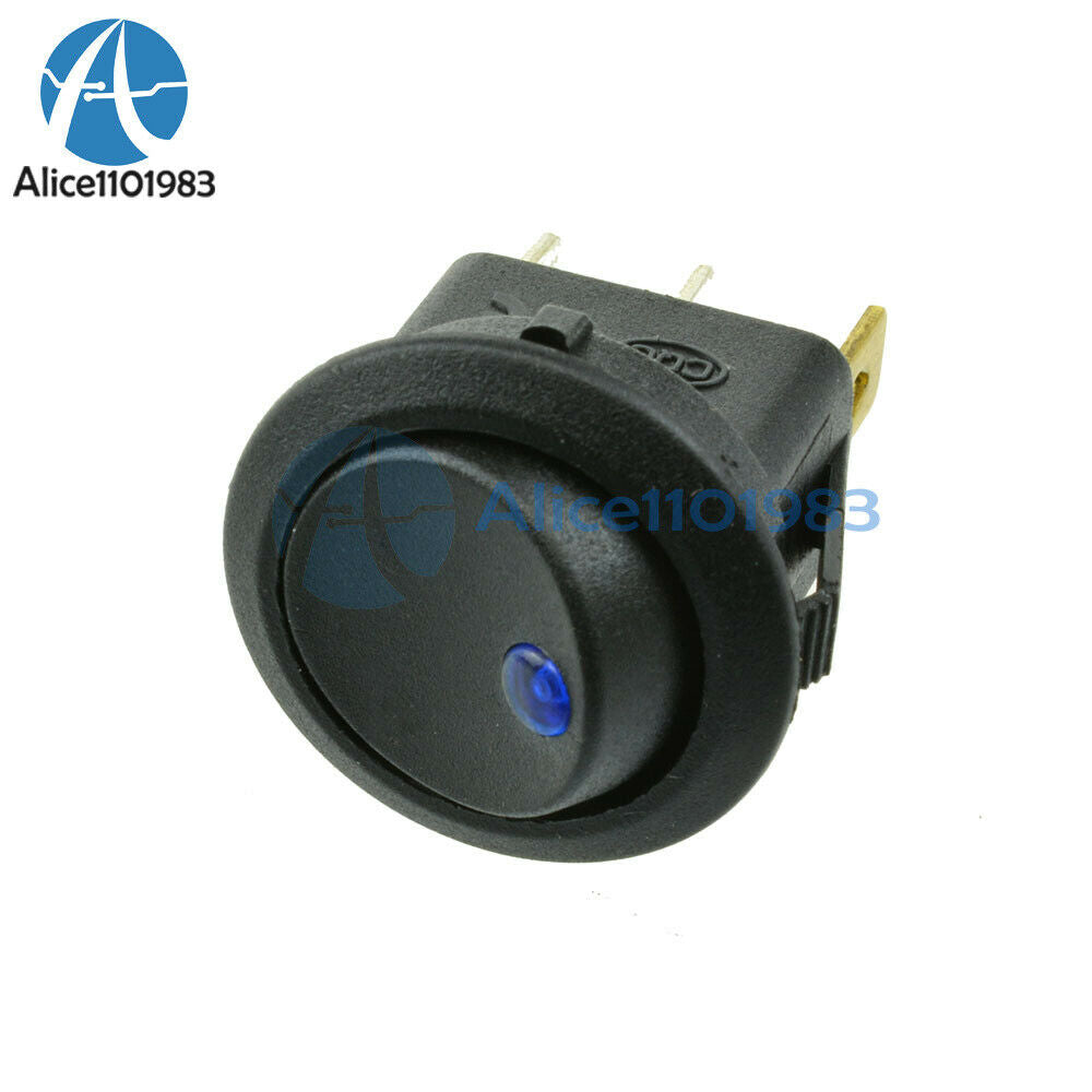 20Pcs 12V LED Dot Light Car Auto Boat Round Rocker ON-OFF Toggle Switch Blue