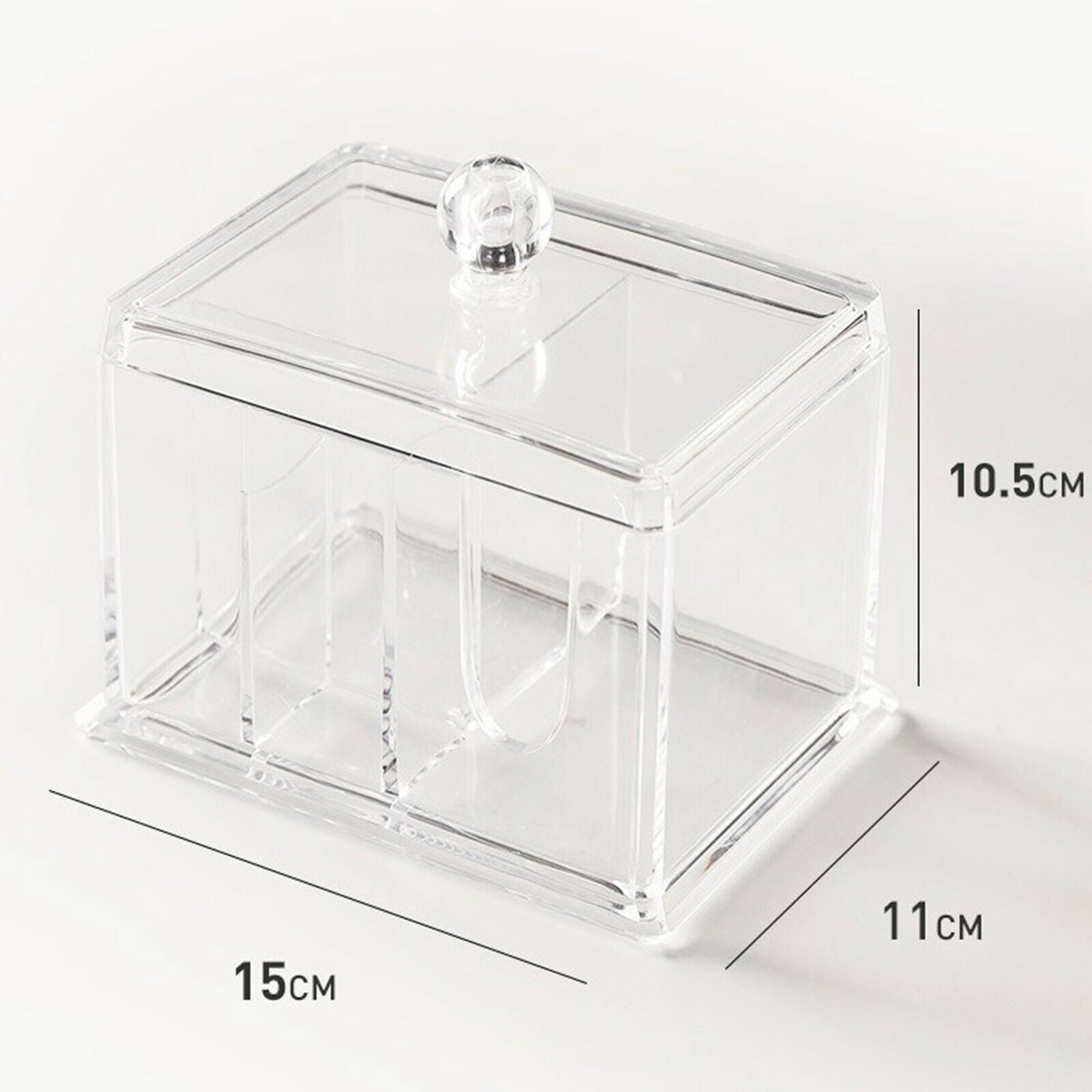 Clear Acrylic 4 Sections Cotton Pads Cotton Swab Dispenser with Lid Durable,