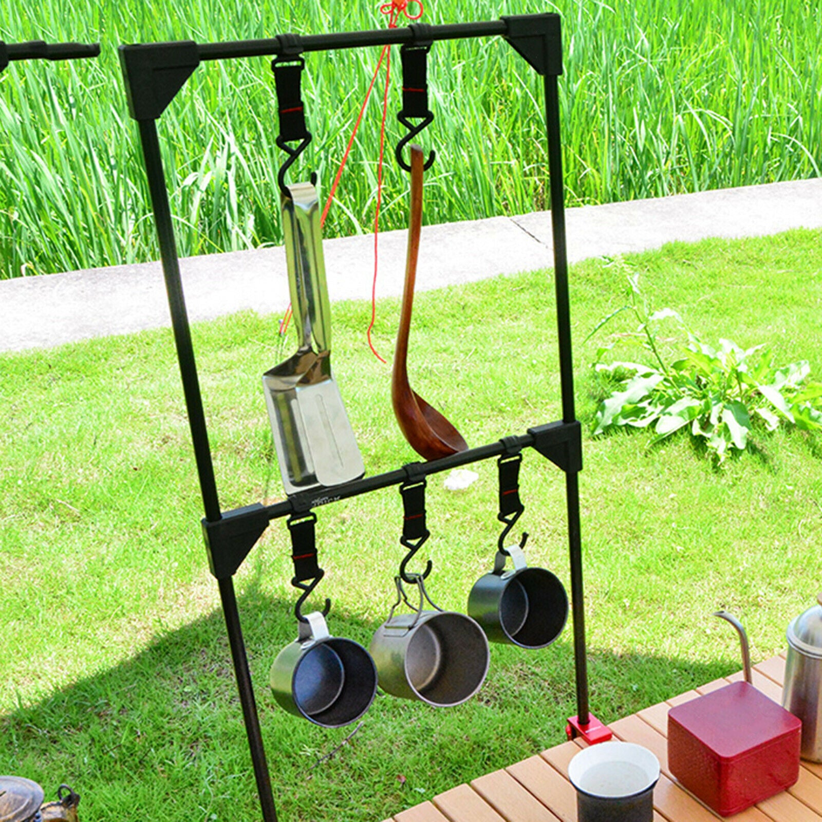 Desktop Storage Rack Aluminum Alloy Camping Hanging Shelf Organizer Hanger