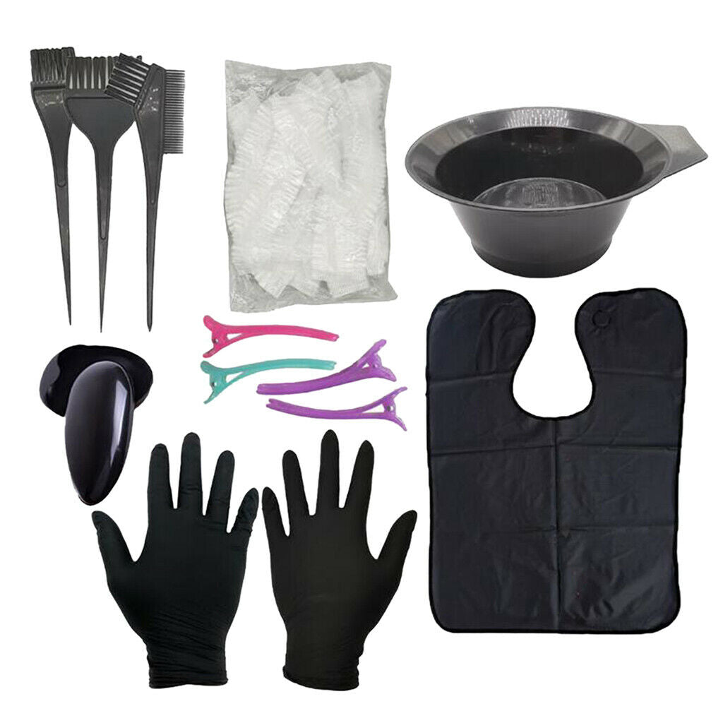 Salon Hair Tinting Color Dyeing Kits Tools Dye Brush Comb Bowl Gloves Set