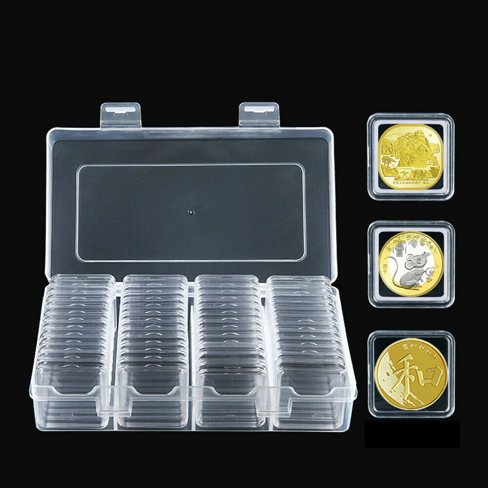 Square Commemorative Coin Storage Box with Inner Pad Zodiac Coin Collection Case