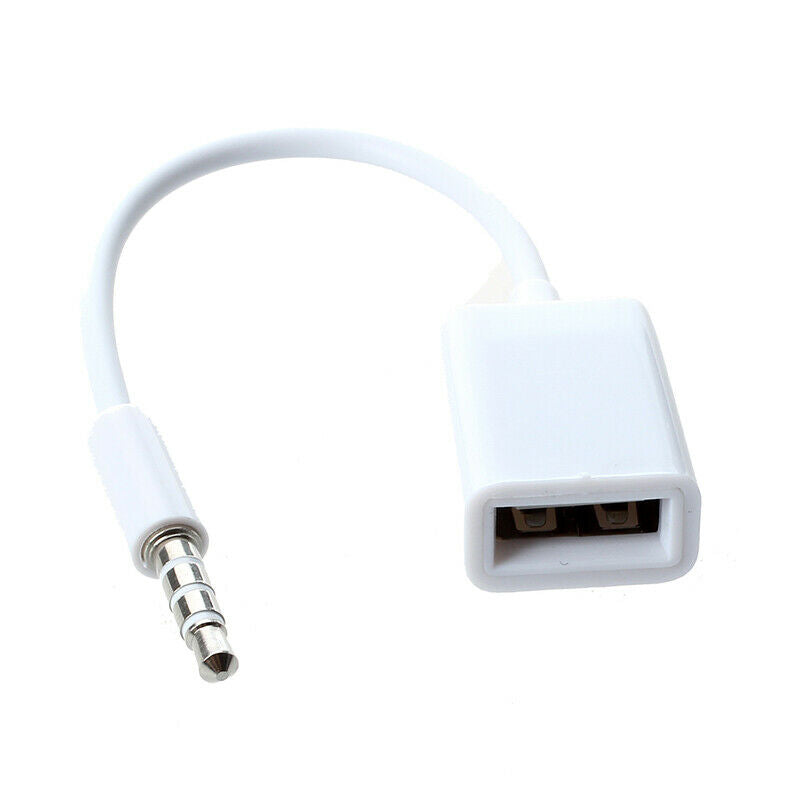 Car MP3 3.5mm Male AUX Audio Plug Jack To USB 2.0 Female Converter Cable Cord T3
