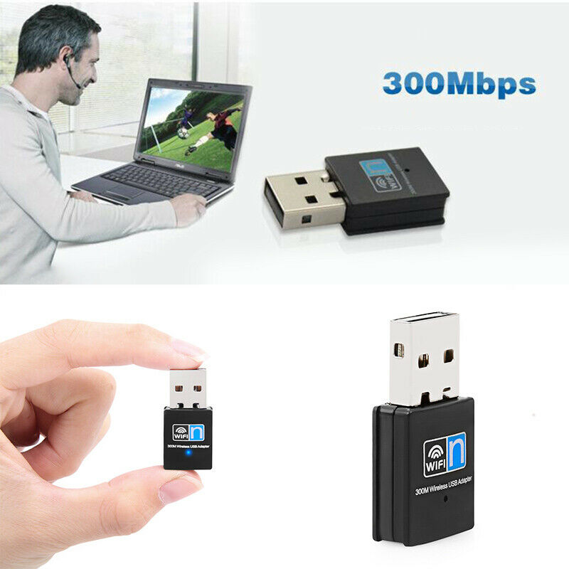 300Mbps Mini Wireless USB Wifi Adapter for Desktops Laptops Windows 10 / 8  IE