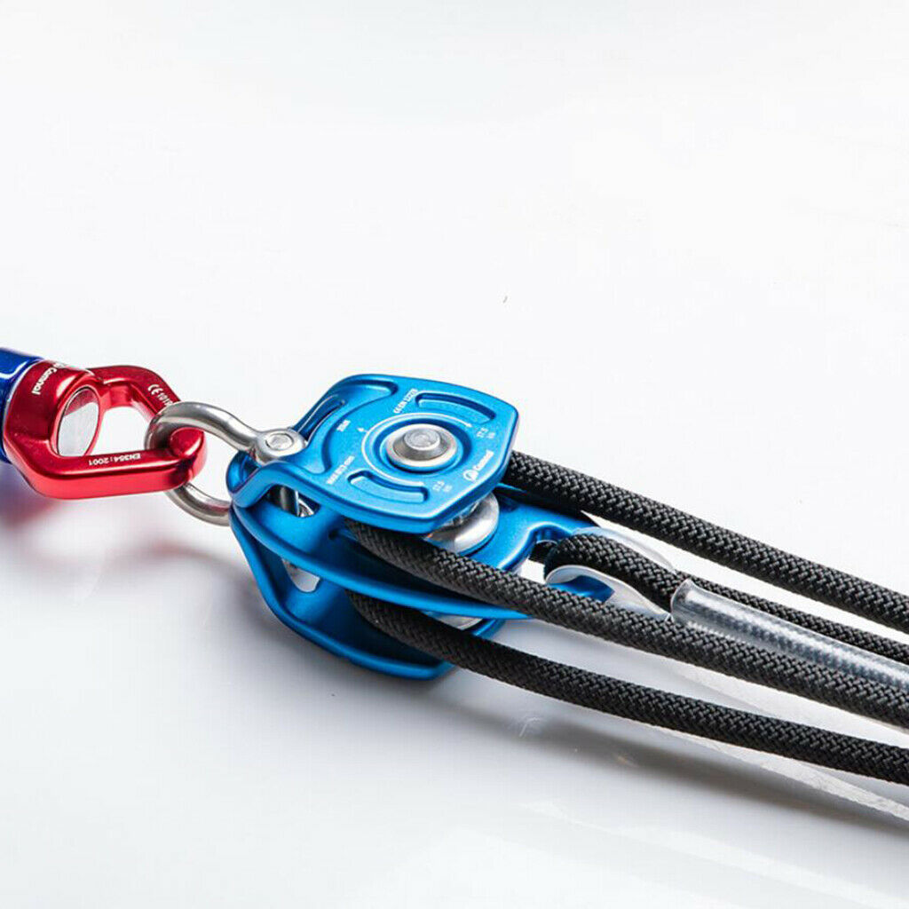 Double Sheaves Mobile Pulley 35KN for Rope   Tree Climbing Industrial