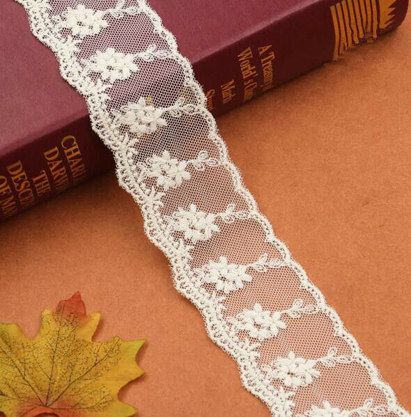 5 Yards embroidery flower Lace Ribbon Fit home decoration Trim Sewing 4.8cm