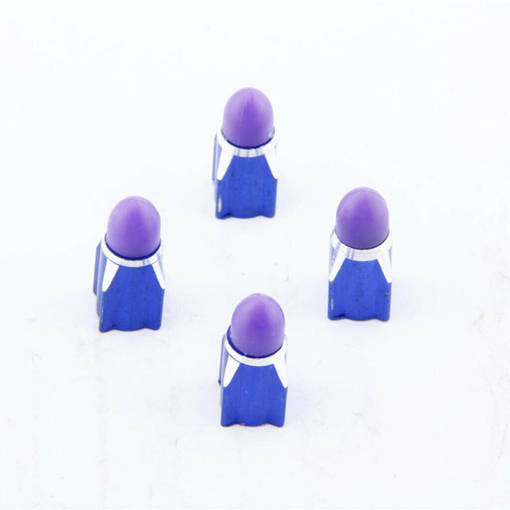 4Pieces Alloy Tire Stem Valve Caps Dust Cover for Motorcycle Blue + Purple