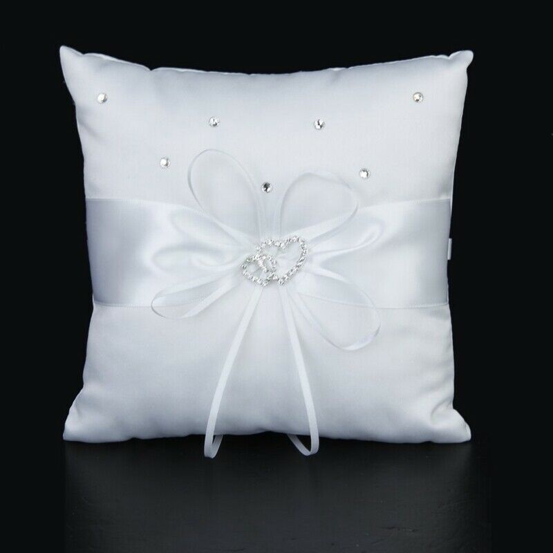 White Double Heart Rhinestone  Pillow Wedding  Bearer Cushion 20*20cm T9X1X1