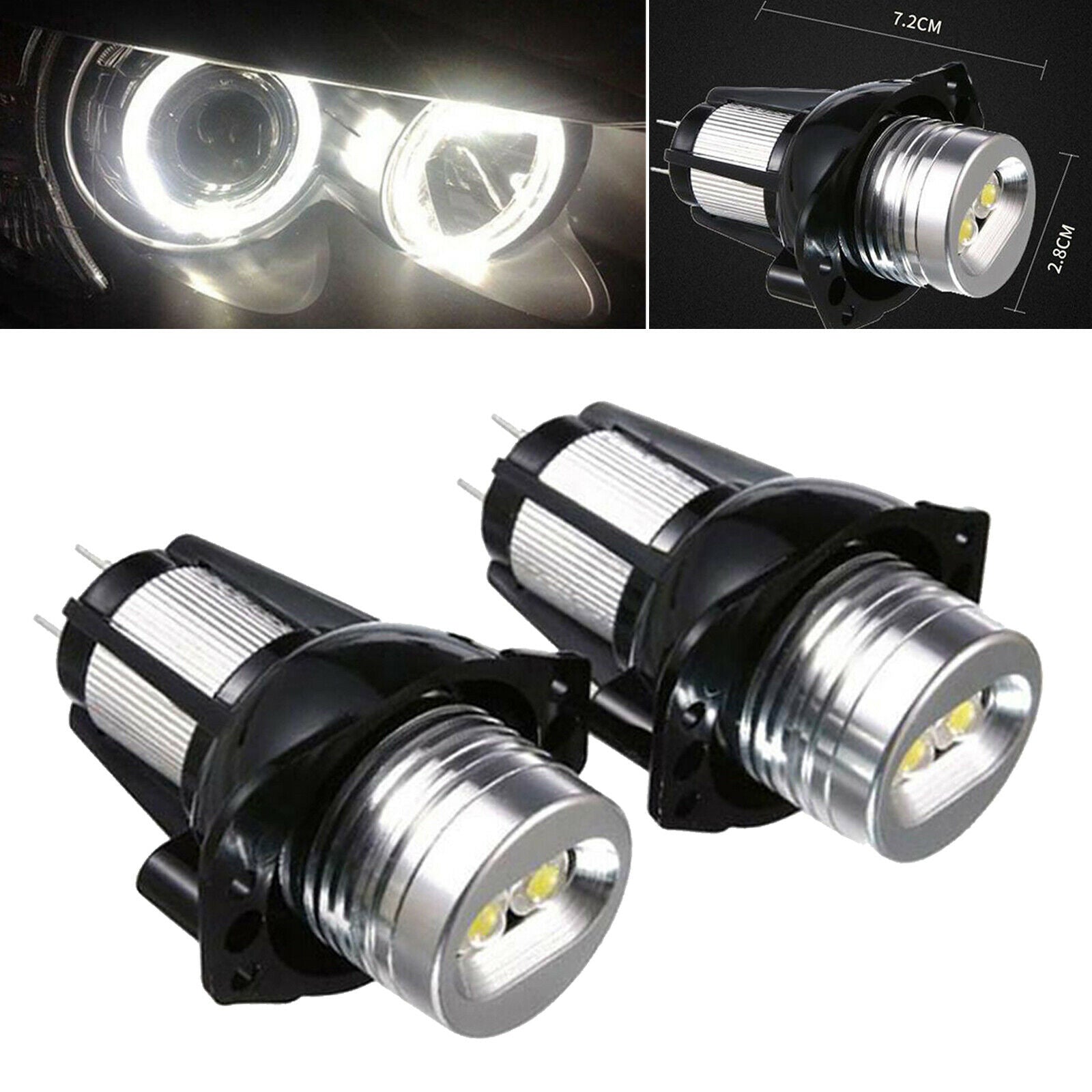 2x LED Angel Eyes Light Bulb Compatible with BMW E90 E91 05-08 Replace Acc