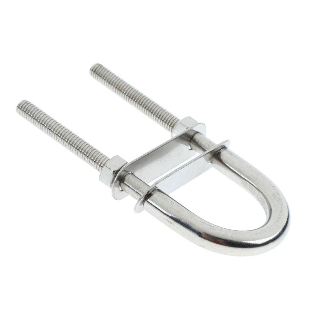 2 Pcs Marine Stainless Steel Heavy Duty Bow Eye with Safety Lock Nut (M6) Stock