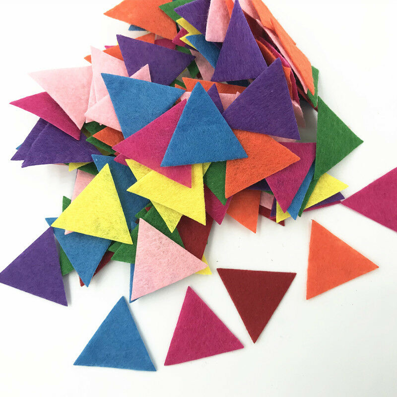 100pcs Mixed Colors Die Cut triangle Felt Appliques scrapbooking decoration 30mm